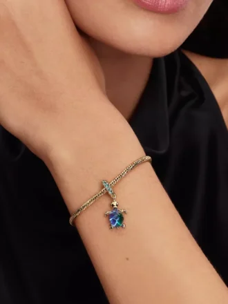 Murano Glass Dangle Charm in Form einer Meeresschildkröte, 14-karätig vergoldet