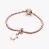 Murano Glass Dangle Charm in Form einer rosa Meeresschildkröte, 14 Karat Roségold-Beschichtung Murano Glass Dangle Charm in Form einer rosa Meeresschildkröte, 14 Karat Roségold-Beschichtung