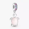 Murano Glass Dangle Charm in Form einer rosa Meeresschildkröte, Sterlingsilber Murano Glass Dangle Charm in Form einer rosa Meeresschildkröte, Sterlingsilber
