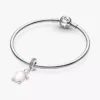 Murano Glass Dangle Charm in Form einer rosa Meeresschildkröte, Sterlingsilber Murano Glass Dangle Charm in Form einer rosa Meeresschildkröte, Sterlingsilber