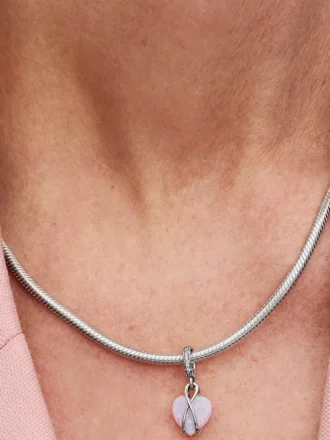 Mutter-Dangle Charm mit opalisierendem Herz aus Sterlingsilber