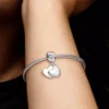 Mutter & Sohn Herz-Split-Dangle Charm aus Sterlingsilber