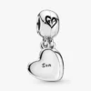 Mutter & Sohn Herz-Split-Dangle Charm aus Sterlingsilber