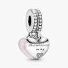 Mutter & Tochter Herz-Dangle Charm – Sterlingsilber