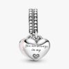 Mutter & Tochter Herz-Dangle Charm – Sterlingsilber