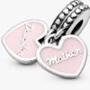 Mutter & Tochter Herz-Dangle Charm – Sterlingsilber