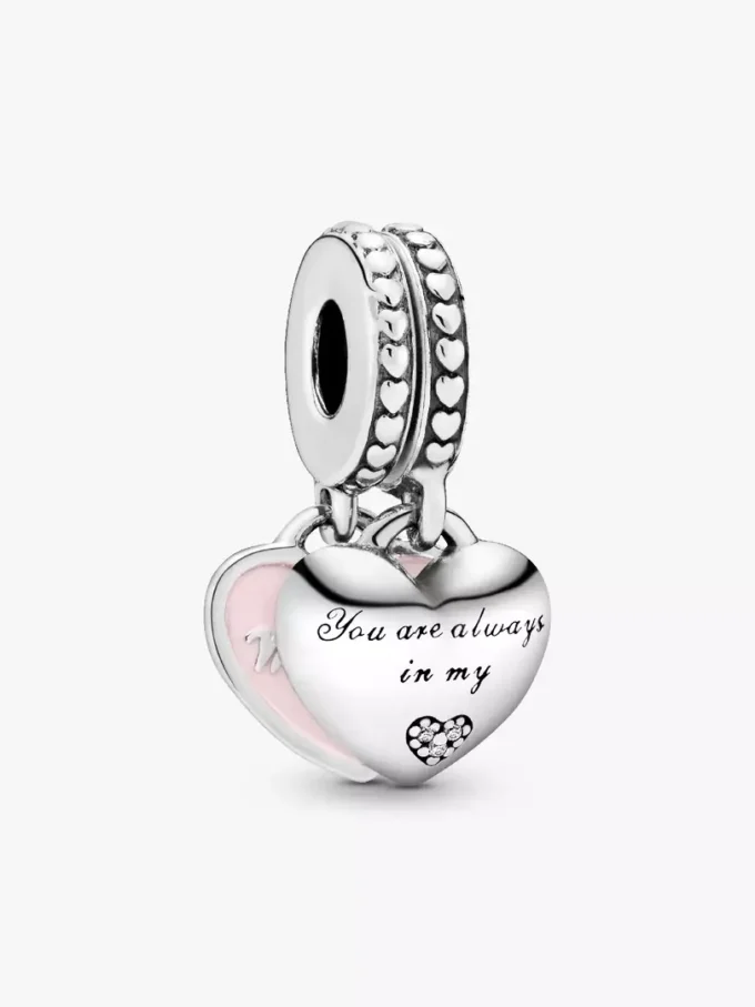 Mutter-&-Tochter-Herzen-Charm aus Sterlingsilber Mutter-&-Tochter-Herzen-Charm aus Sterlingsilber