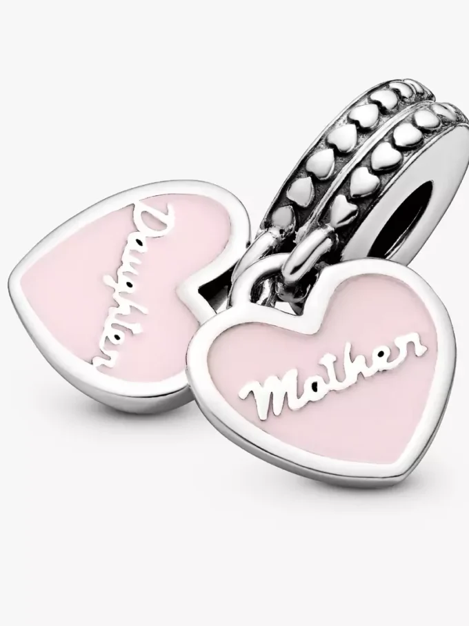 Mutter-&-Tochter-Herzen-Charm aus Sterlingsilber Mutter-&-Tochter-Herzen-Charm aus Sterlingsilber
