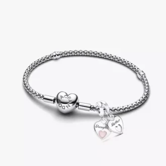 Mutter-und-Tochter-Armbänder-Set mit Doppelherz-Charms, 2er-Set