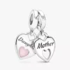 Mutter-und-Tochter-Armbänder-Set mit Doppelherz-Charms, 2er-Set Mutter-und-Tochter-Armbänder-Set mit Doppelherz-Charms, 2er-Set