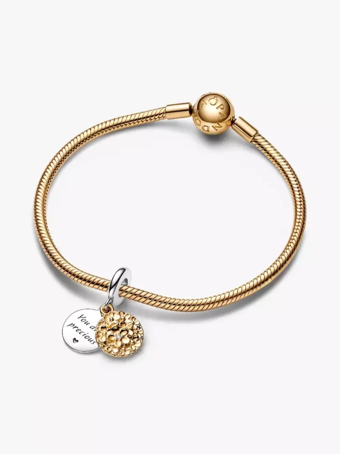 My Pandora zweifarbiger Gänseblümchen-Dangle Charm 0,009 ct TW, Sterlingsilber, 14 Karat vergoldet My Pandora zweifarbiger Gänseblümchen-Dangle Charm 0,009 ct TW, Sterlingsilber, 14 Karat vergoldet