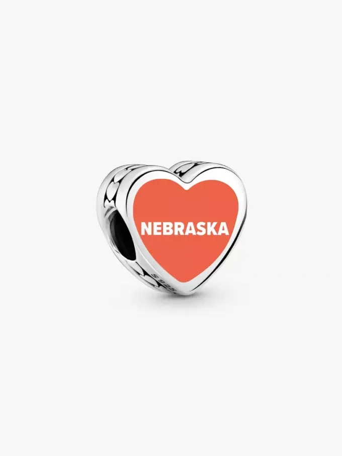 Nebraska-Herz-Charm aus Sterlingsilber Nebraska-Herz-Charm aus Sterlingsilber