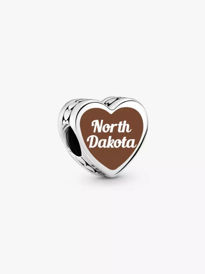 North Dakota Herz-Charm aus Sterlingsilber North Dakota Herz-Charm aus Sterlingsilber