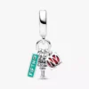 NYC-Apfel, Fackel und Straßenschild – dreifacher Dangle Charm aus Sterlingsilber NYC-Apfel, Fackel und Straßenschild – dreifacher Dangle Charm aus Sterlingsilber