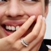 Offener Ring mit behandelten Süßwasser-Zuchtperlen und Pavé – Sterlingsilber Offener Ring mit behandelten Süßwasser-Zuchtperlen und Pavé – Sterlingsilber
