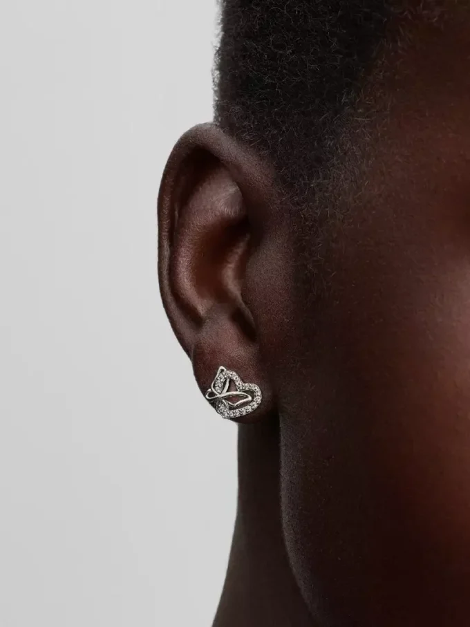 Ohrringe mit verschlungenem Herz und Schmetterling aus Sterlingsilber
