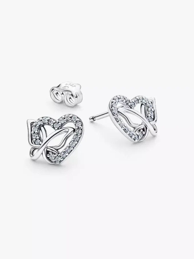 Ohrringe mit verschlungenem Herz und Schmetterling aus Sterlingsilber