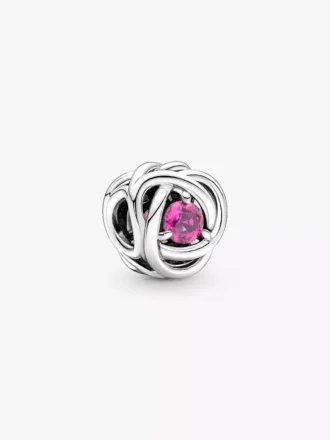 Oktober Pink Eternity Circle Charm aus Sterlingsilber