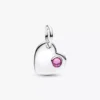 Oktober: Gravierbarer Herz-Dangle Charm mit rosa Stein, Sterlingsilber Oktober: Gravierbarer Herz-Dangle Charm mit rosa Stein, Sterlingsilber