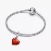 Opaleszierender roter Herz-Dangle Charm aus Sterlingsilber Opaleszierender roter Herz-Dangle Charm aus Sterlingsilber