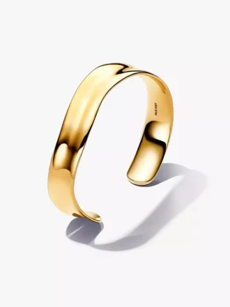Organisch geformter, breiter, offener Bangle, 14 Karat vergoldet