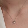 Organisch geformter Pavé-Kreis & behandelte Süßwasser-Zuchtperle Collier-Halskette – Sterlingsilber
