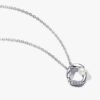 Organisch geformter Pavé-Kreis & behandelte Süßwasser-Zuchtperle Collier-Halskette – Sterlingsilber