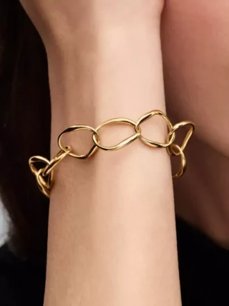 Organisch geformtes Gliederarmband, 14 Karat vergoldet
