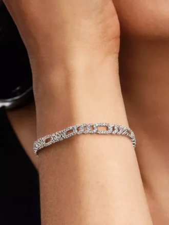 Ovales Armband mit kubanischer Kette aus Sterlingsilber