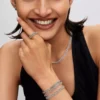 Armband mit Herz-Cuban-Kette aus Sterlingsilber Armband mit Herz-Cuban-Kette aus Sterlingsilber
