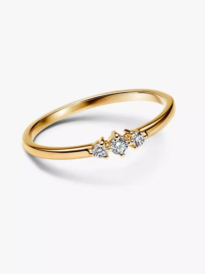 Pandora Era 14-karätiger Goldring mit drei im Labor gezüchteten Diamanten, 0,09 Karat insgesamt, 14-karätiges Gold Pandora Era 14-karätiger Goldring mit drei im Labor gezüchteten Diamanten, 0,09 Karat insgesamt, 14-karätiges Gold