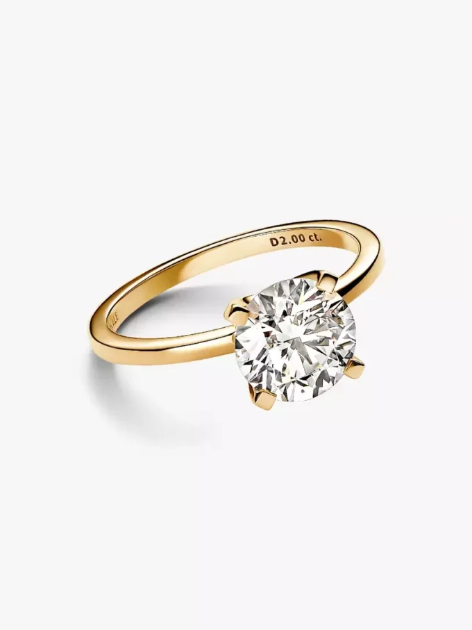 Pandora Era 14-karätiger Goldring mit im Labor gezüchtetem Diamanten, 2,00 Karat insgesamt, 14-karätiges Gold Pandora Era 14-karätiger Goldring mit im Labor gezüchtetem Diamanten, 2,00 Karat insgesamt, 14-karätiges Gold