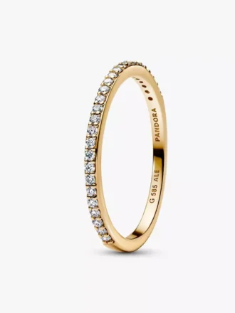 Pandora Era 14-karätiger Goldring mit laborgrown Diamanten im Half-Eternity-Pavé-Design, 0,11 ct insgesamt, 14-karätiges Gold Pandora Era 14-karätiger Goldring mit laborgrown Diamanten im Half-Eternity-Pavé-Design, 0,11 ct insgesamt, 14-karätiges Gold