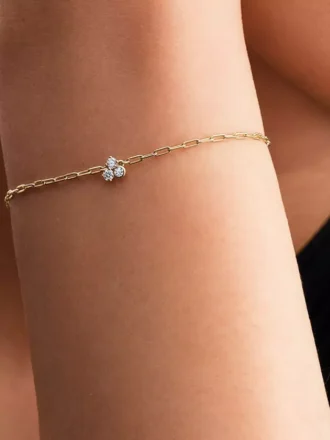 Pandora Era Armband mit Lab-Grown-Diamanten-Cluster und Paperclip-Kette, 0,10 ct TW, 14 Karat Gold Pandora Era Armband mit Lab-Grown-Diamanten-Cluster und Paperclip-Kette, 0,10 ct TW, 14 Karat Gold