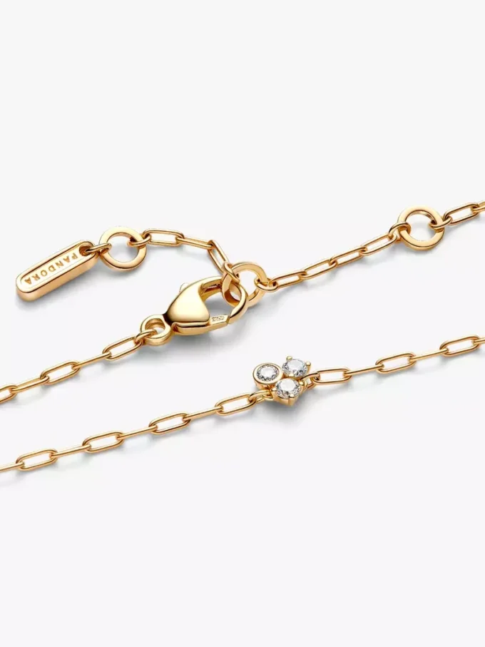 Pandora Era Armband mit Lab-Grown-Diamanten-Cluster und Paperclip-Kette, 0,10 ct TW, 14 Karat Gold Pandora Era Armband mit Lab-Grown-Diamanten-Cluster und Paperclip-Kette, 0,10 ct TW, 14 Karat Gold