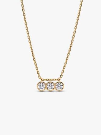 Pandora Era Bezel 14-karätige Gold-Halskette mit dreifachem Anhänger aus Labor-Diamanten – 0,45 ct TW, 14-karätiges Gold Pandora Era Bezel 14-karätige Gold-Halskette mit dreifachem Anhänger aus Labor-Diamanten – 0,45 ct TW, 14-karätiges Gold