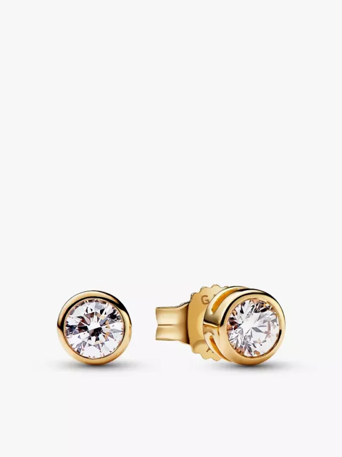 Pandora Era Bezel 14-karätige Gold-Ohrringe mit Lab-Grown Diamonds, 0,30 Karat insgesamt, 14-karätiges Gold Pandora Era Bezel 14-karätige Gold-Ohrringe mit Lab-Grown Diamonds, 0,30 Karat insgesamt, 14-karätiges Gold
