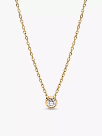 Pandora Era Bezel 14-karätige Goldkette mit Anhänger aus einem im Labor gezüchteten Diamanten, 0,15 Karat, 14-karätiges Gold Pandora Era Bezel 14-karätige Goldkette mit Anhänger aus einem im Labor gezüchteten Diamanten, 0,15 Karat, 14-karätiges Gold
