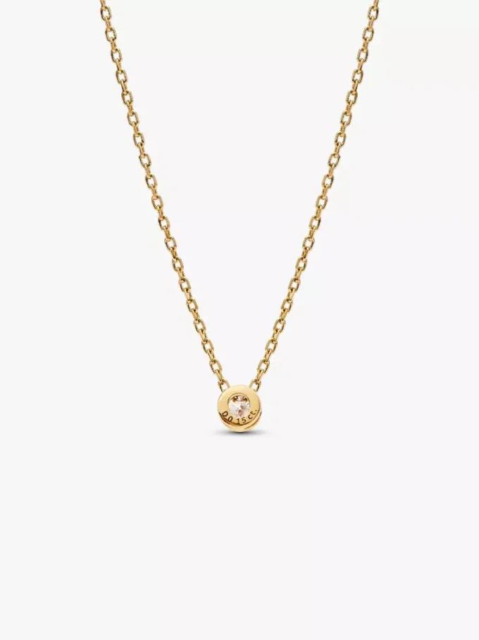 Pandora Era Bezel 14-karätige Goldkette mit Anhänger aus einem im Labor gezüchteten Diamanten, 0,15 Karat, 14-karätiges Gold Pandora Era Bezel 14-karätige Goldkette mit Anhänger aus einem im Labor gezüchteten Diamanten, 0,15 Karat, 14-karätiges Gold