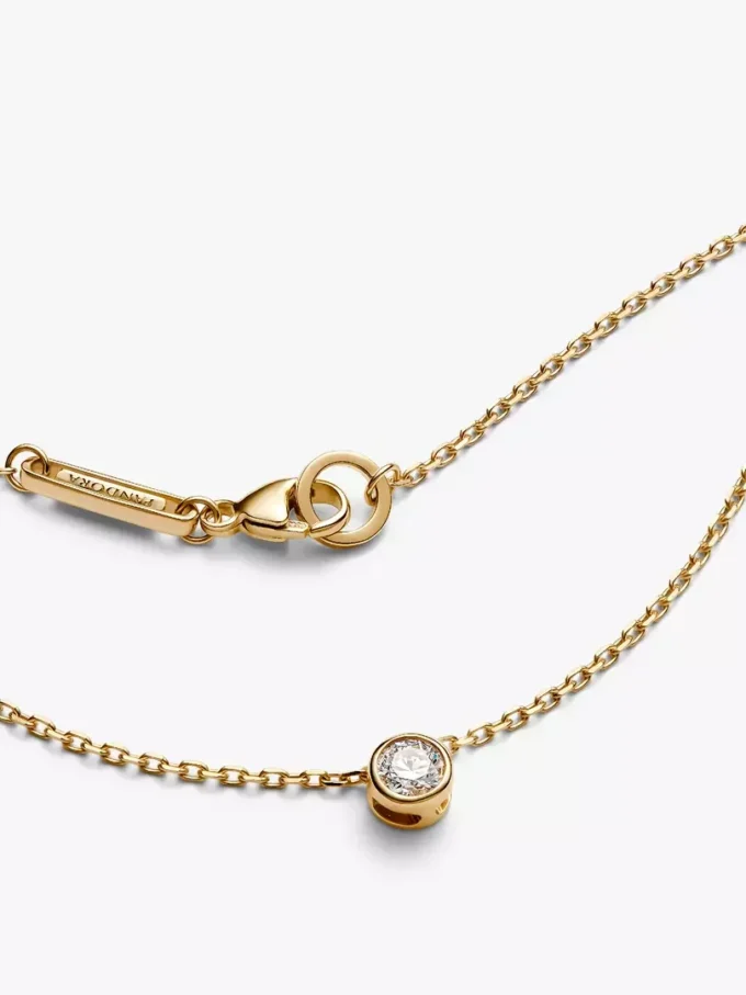 Pandora Era Bezel 14-karätige Goldkette mit Anhänger aus einem im Labor gezüchteten Diamanten, 0,15 Karat, 14-karätiges Gold Pandora Era Bezel 14-karätige Goldkette mit Anhänger aus einem im Labor gezüchteten Diamanten, 0,15 Karat, 14-karätiges Gold