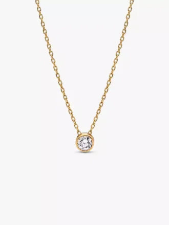 Pandora Era Bezel 14-karätige Goldkette mit Anhänger aus einem im Labor gezüchteten Diamanten, 0,25 Karat, 14-karätiges Gold Pandora Era Bezel 14-karätige Goldkette mit Anhänger aus einem im Labor gezüchteten Diamanten, 0,25 Karat, 14-karätiges Gold