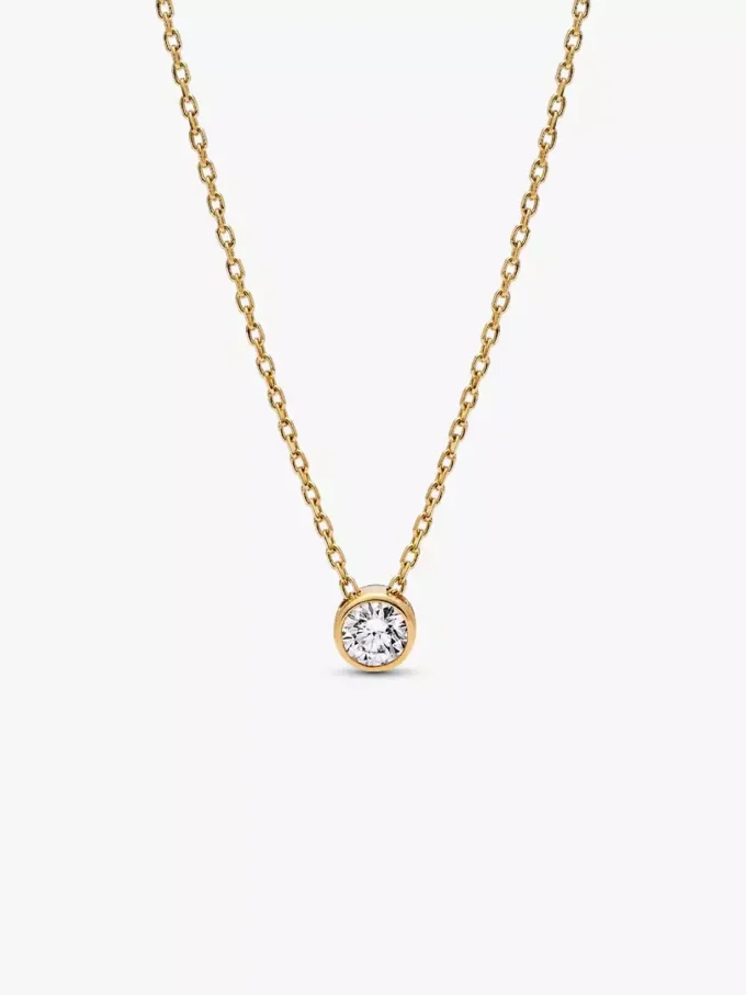 Pandora Era Bezel 14-karätige Goldkette mit Anhänger aus einem im Labor gezüchteten Diamanten, 0,25 Karat, 14-karätiges Gold Pandora Era Bezel 14-karätige Goldkette mit Anhänger aus einem im Labor gezüchteten Diamanten, 0,25 Karat, 14-karätiges Gold