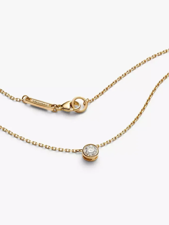 Pandora Era Bezel 14-karätige Goldkette mit Anhänger aus einem im Labor gezüchteten Diamanten, 0,25 Karat, 14-karätiges Gold Pandora Era Bezel 14-karätige Goldkette mit Anhänger aus einem im Labor gezüchteten Diamanten, 0,25 Karat, 14-karätiges Gold