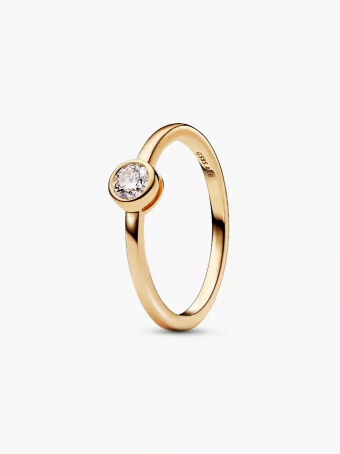 Pandora Era Bezel 14-karätiger Goldring mit im Labor gezüchtetem Diamanten, 0,25 Karat, 14-karätiges Gold Pandora Era Bezel 14-karätiger Goldring mit im Labor gezüchtetem Diamanten, 0,25 Karat, 14-karätiges Gold