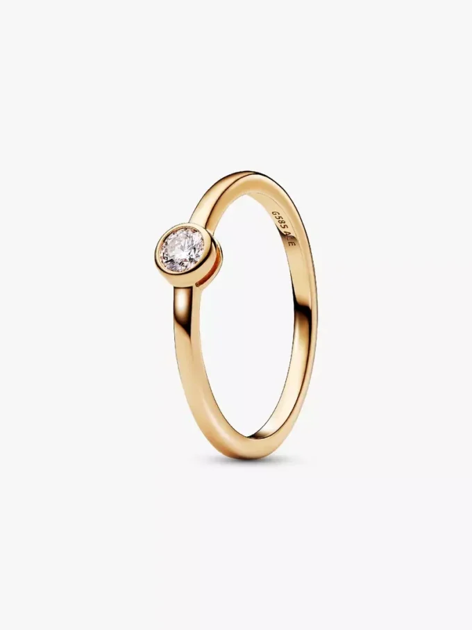 Pandora Era Bezel 14-karätiger Goldring mit synthetischem Diamanten, 0,15 Karat, 14-karätiges Gold Pandora Era Bezel 14-karätiger Goldring mit synthetischem Diamanten, 0,15 Karat, 14-karätiges Gold