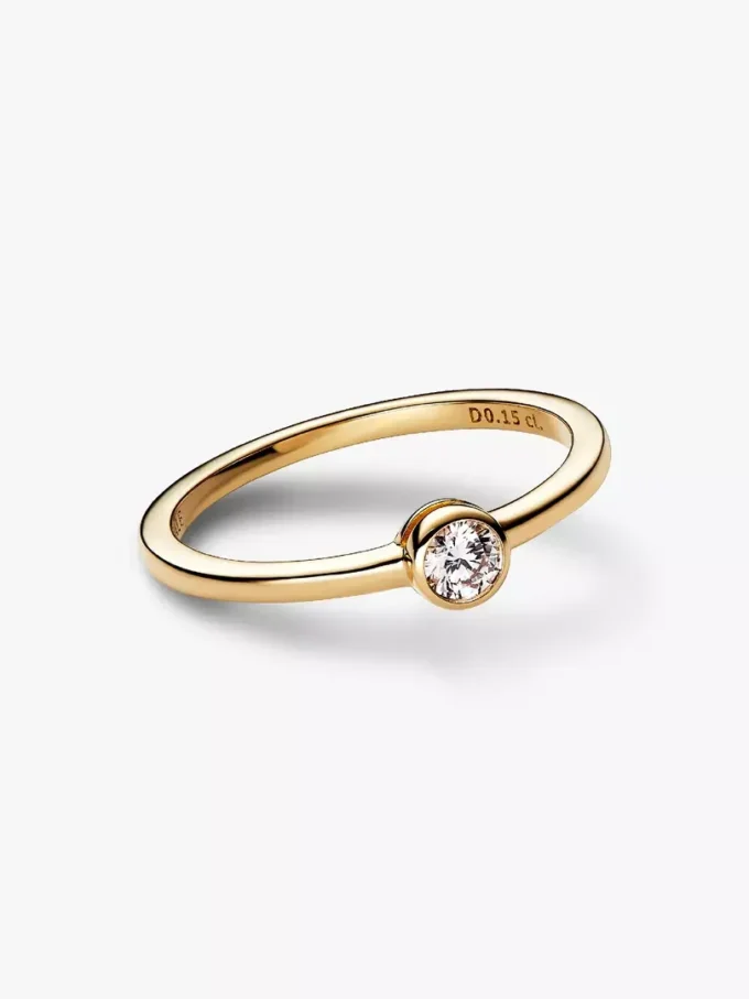 Pandora Era Bezel 14-karätiger Goldring mit synthetischem Diamanten, 0,15 Karat, 14-karätiges Gold Pandora Era Bezel 14-karätiger Goldring mit synthetischem Diamanten, 0,15 Karat, 14-karätiges Gold