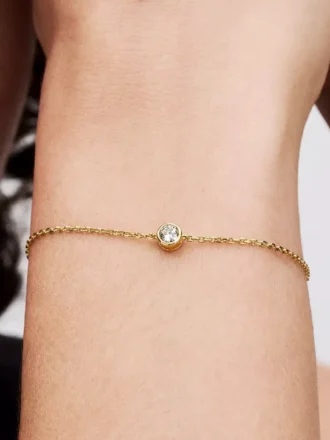 Pandora Era Bezel 14-karätiges Gold-Armband mit Lab-Grown Diamonds, 0,15 Karat insgesamt, 14-karätiges Gold Pandora Era Bezel 14-karätiges Gold-Armband mit Lab-Grown Diamonds, 0,15 Karat insgesamt, 14-karätiges Gold