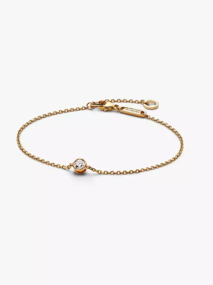 Pandora Era Bezel 14-karätiges Gold-Armband mit Lab-Grown Diamonds, 0,15 Karat insgesamt, 14-karätiges Gold Pandora Era Bezel 14-karätiges Gold-Armband mit Lab-Grown Diamonds, 0,15 Karat insgesamt, 14-karätiges Gold