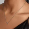 Pandora Era Bezel Anhänger-Halskette aus Sterlingsilber mit im Labor gezüchtetem Diamanten, 0,25 ct insgesamt, Sterlingsilber Pandora Era Bezel Anhänger-Halskette aus Sterlingsilber mit im Labor gezüchtetem Diamanten, 0,25 ct insgesamt, Sterlingsilber