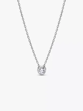 Pandora Era Bezel Anhänger-Halskette aus Sterlingsilber mit im Labor gezüchtetem Diamanten, 0,25 ct insgesamt, Sterlingsilber Pandora Era Bezel Anhänger-Halskette aus Sterlingsilber mit im Labor gezüchtetem Diamanten, 0,25 ct insgesamt, Sterlingsilber